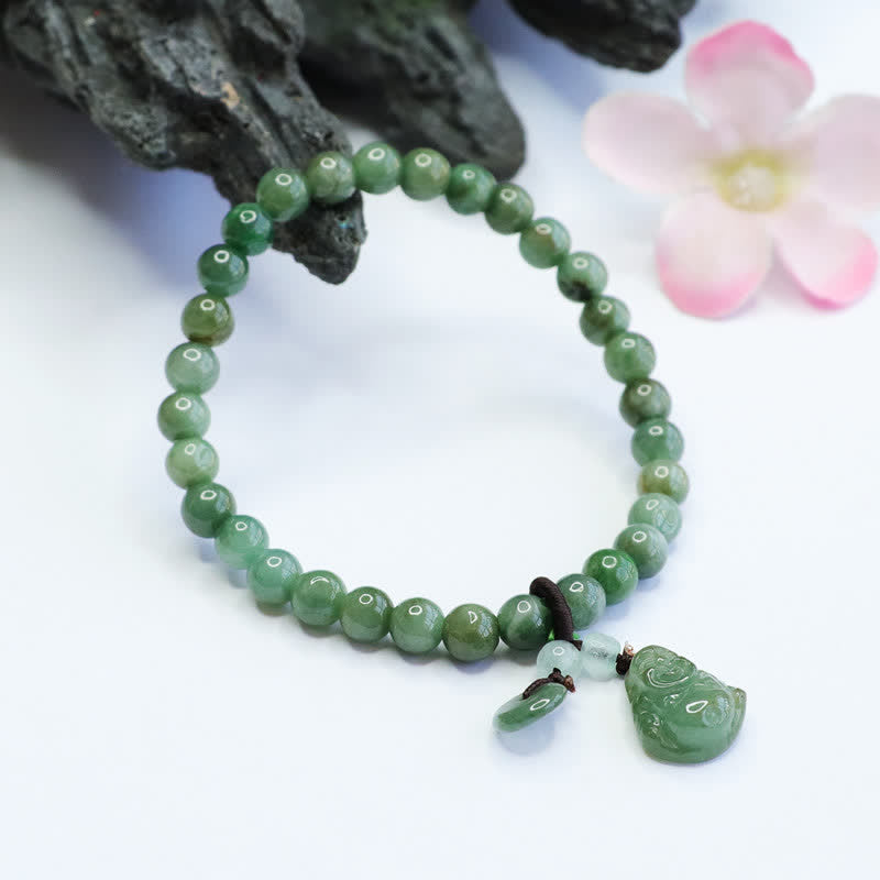 Buddha Stones Lachendes Buddha-Heilarmband aus Cyan-Jade