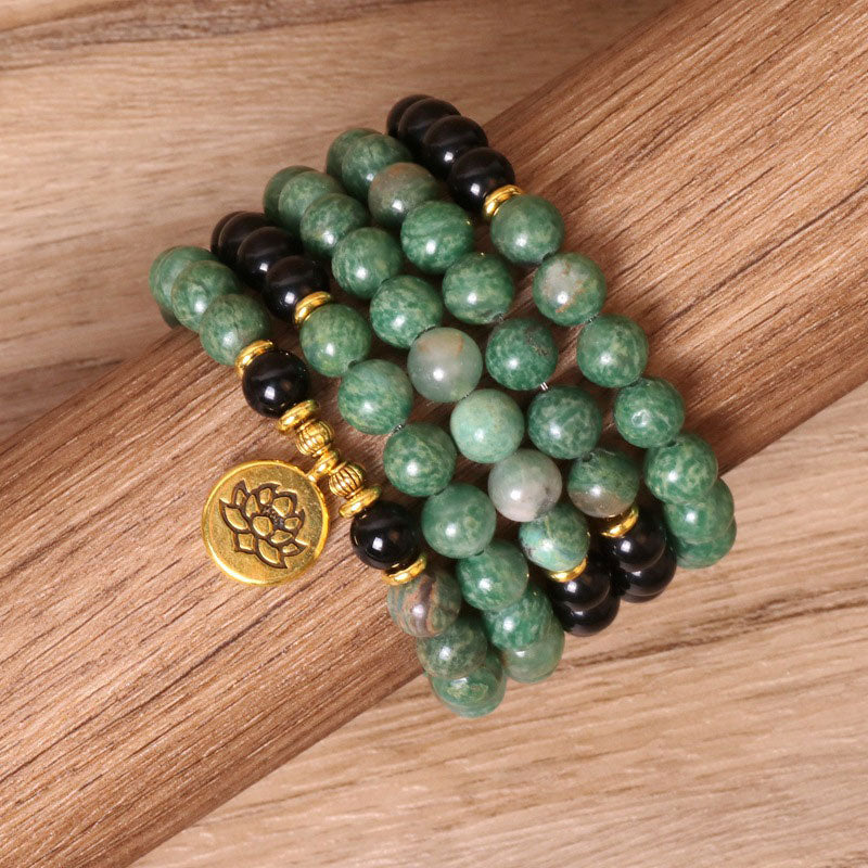 Buddha Stones 108 Perlen natürliches Achat Mala Heilarmband