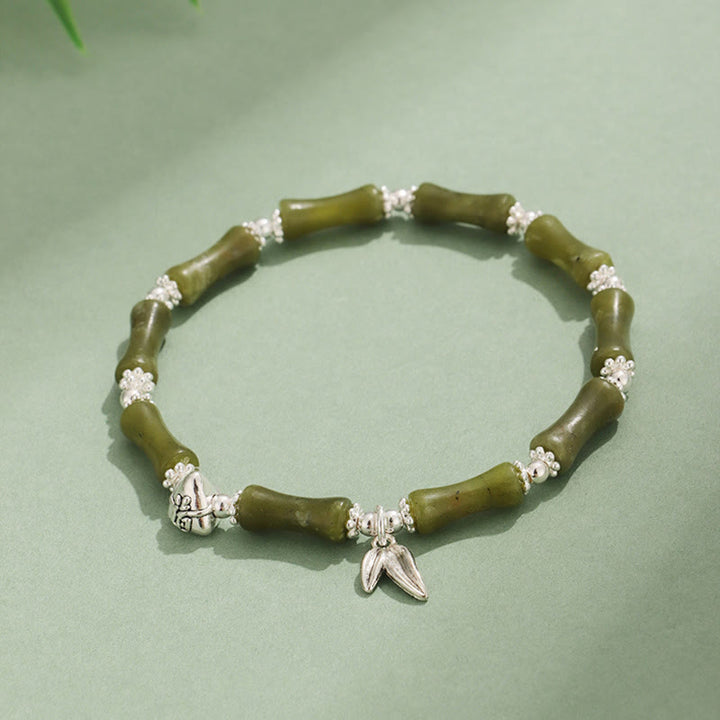 Buddha-Steine Peridot Weiß Jade Erdbeerquarz Grüner Aventurin Bambus Fu Charakter Glücksarmband