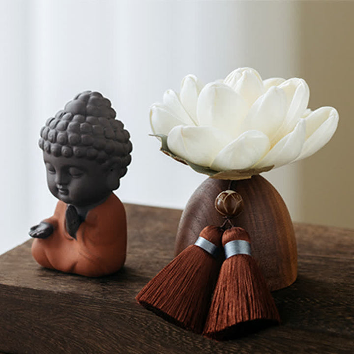 Schwarze Pfirsichholz-Buddha-Blumen-Calm-Cure-Dekorationen - image 2