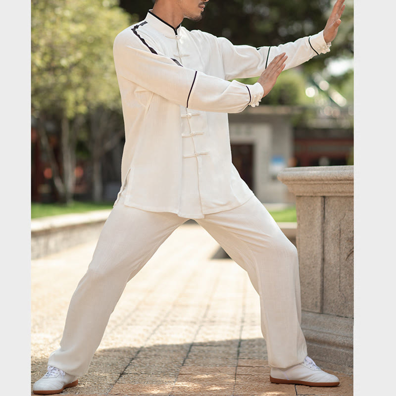 Buddha-Steine, einfarbig, Baumwolle, Leinen, Meditation, Gebet, spirituelles Zen, Tai Chi, Qigong, Praxis, Unisex-Kleidungsset