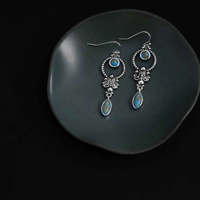 Buddha Stones aus 925er Sterlingsilber mit Haken, Vintage-Kupferplattierung, Türkis-Wassertropfenmuster, tropfenförmig, ausgewogen - image 3
