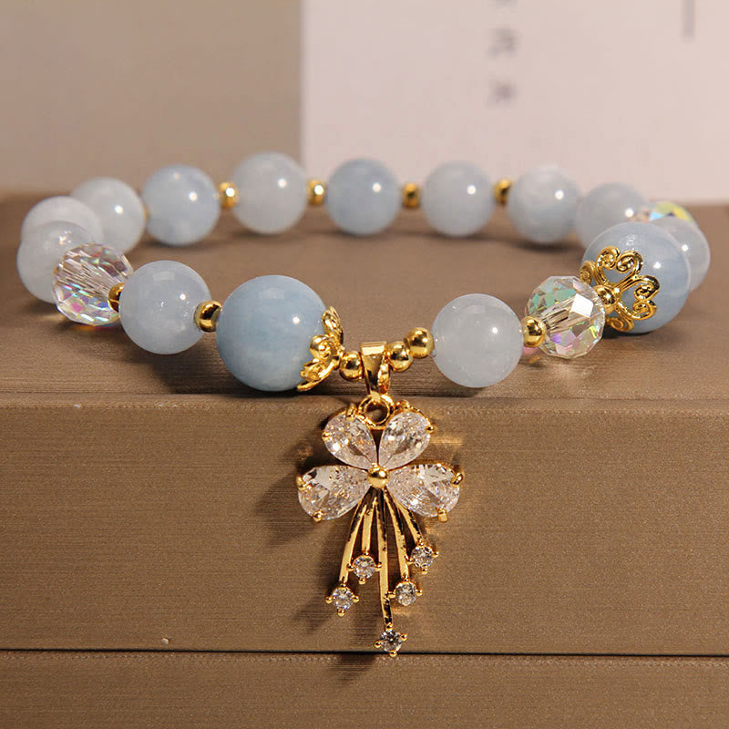 Buddha Stones Aquamarin-Rosa-Kristall-Heilzirkon-Schmetterlings-Charm-Armband - Aquamarin (Frieden♥Gelassenheit) - image 0