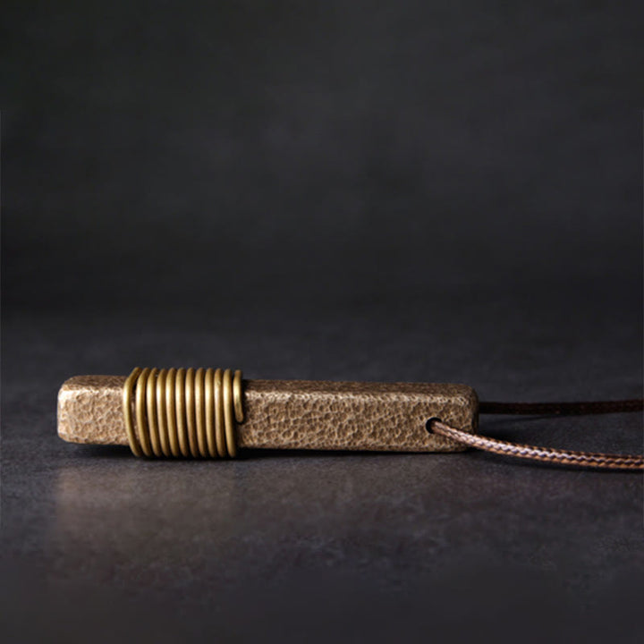 Buddha Stones ​​Vintage-Halskette mit strukturiertem Design aus Messing und Kupfer – Anhänger für Reichtum - image 2