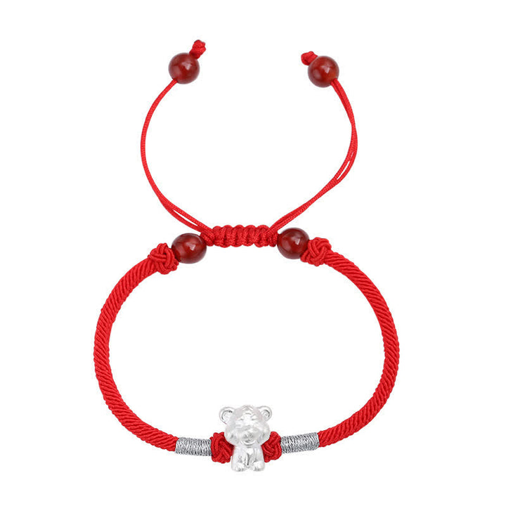 Buddha Stones Armband aus 999er-Sterlingsilber, chinesisches Sternzeichen, Glück, Stärke, rote Schnur - image 19