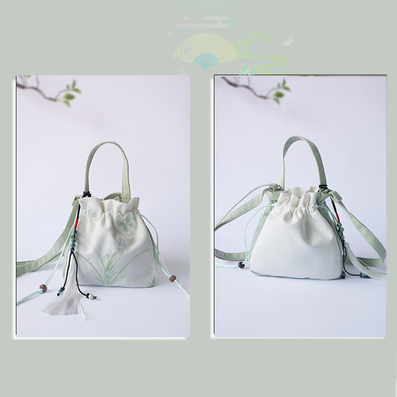 Buddha Stones Handgefertigte bestickte Blumen Canvas Tote Schultertasche Handtasche - image 9