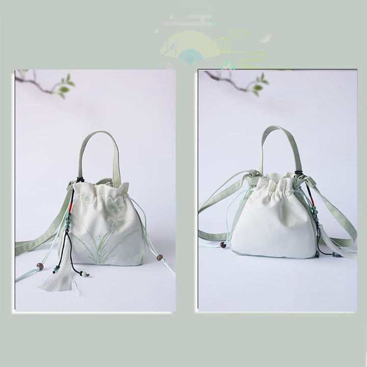 Buddha Stones Handgefertigte bestickte Blumen Canvas Tote Schultertasche Handtasche - image 9