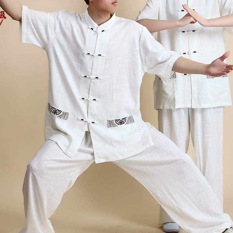 Buddha Stones, Meditation, Zen-Gebet, spirituelle Tai-Chi-Qigong-Praxis, Unisex-Stickerei-Kleidungsset - Kurzarm, weiße Stickerei - US14， UK/AU18，EU46 (3XL) - image 21