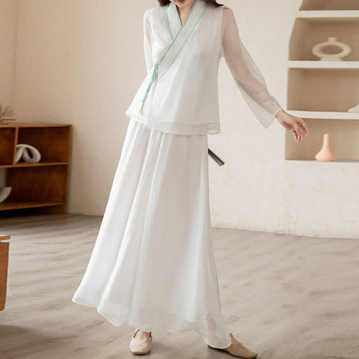 Retro-Gebet Zen spirituelle Meditation Praxis Chiffon Kleidung Damen Set