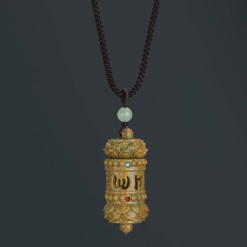 Buddha Stones Tibet Grünes Sandelholz Palisander Om Mani Padme Hum Lotus Positive beruhigende Halskette Anhänger - image 11