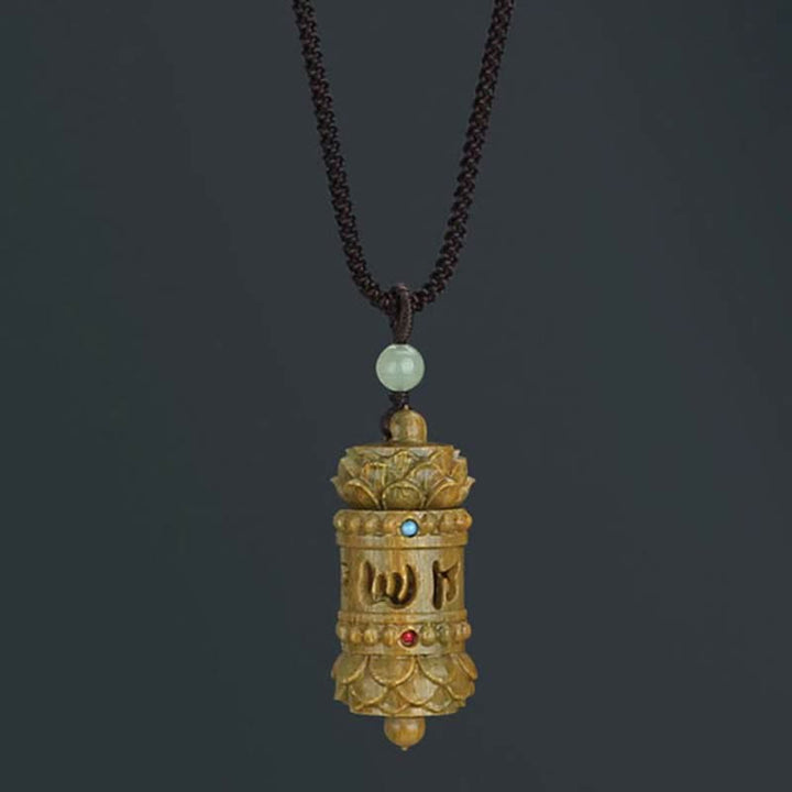 Buddha Stones Tibet Grünes Sandelholz Palisander Om Mani Padme Hum Lotus Positive beruhigende Halskette Anhänger - image 11