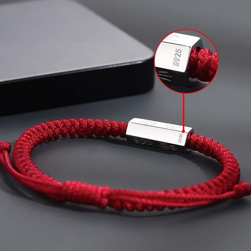 Buddha Stones 925 Sterling Silber Buchstabengravur Segen Schnurarmband - image 6