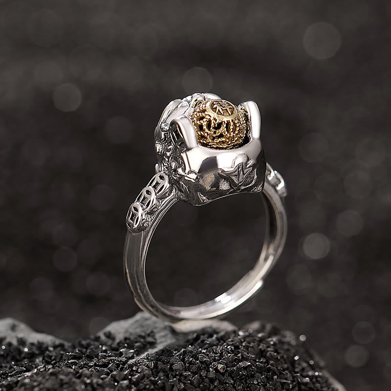 Buddha Stones 925 Sterling Silber PiXiu Kupfer Münze Reichtum verstellbarer Ring - image 2
