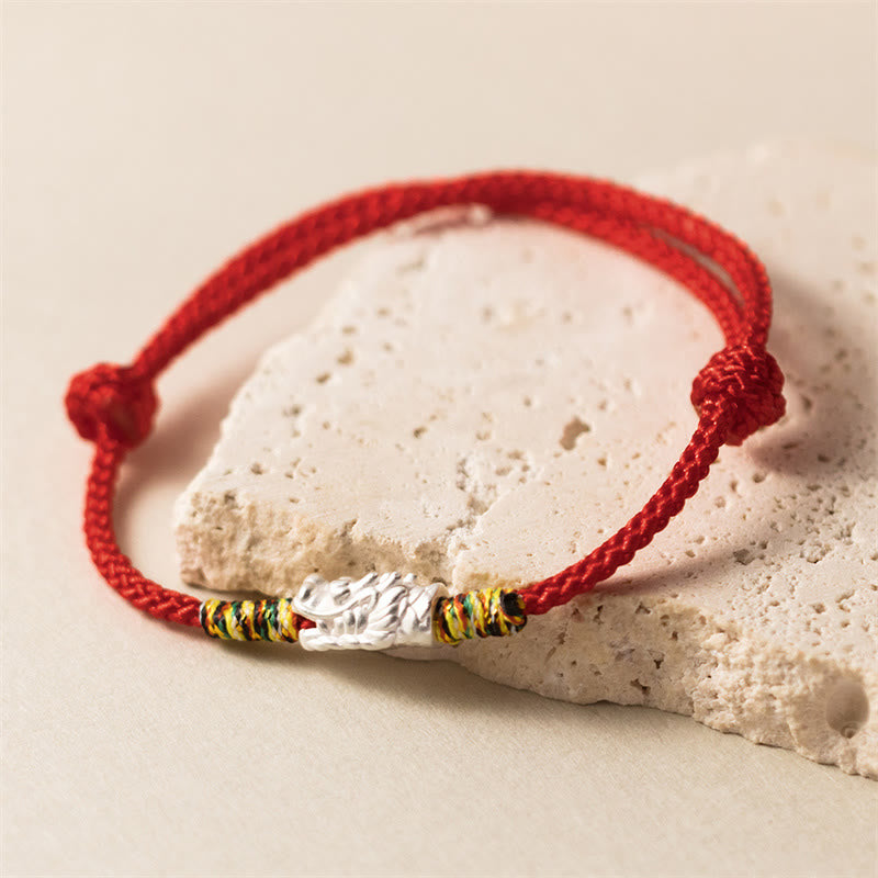 Armband aus 925er-Sterlingsilber mit Buddha Stonesn, Jahr des Drachen, Glücksstärke, rotes Seil - image 3
