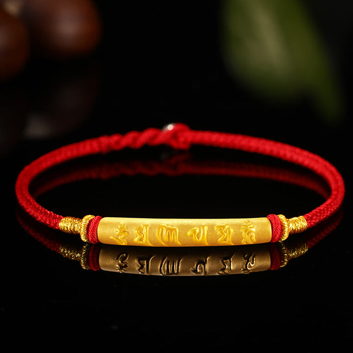 Buddha Stones, tibetisches 999-Gold, Om Mani Padme Hum, handgefertigt, achtfädig, Friedensknoten, Glück, geflochtenes Paar-Armband