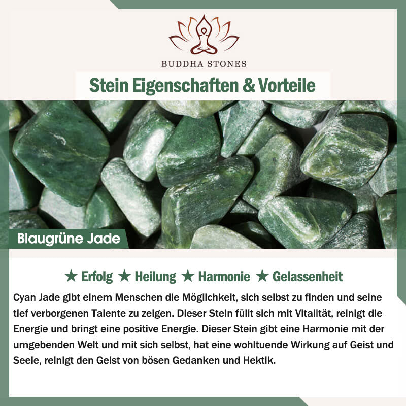 Buddha Stones Glücksring aus grüner Jade