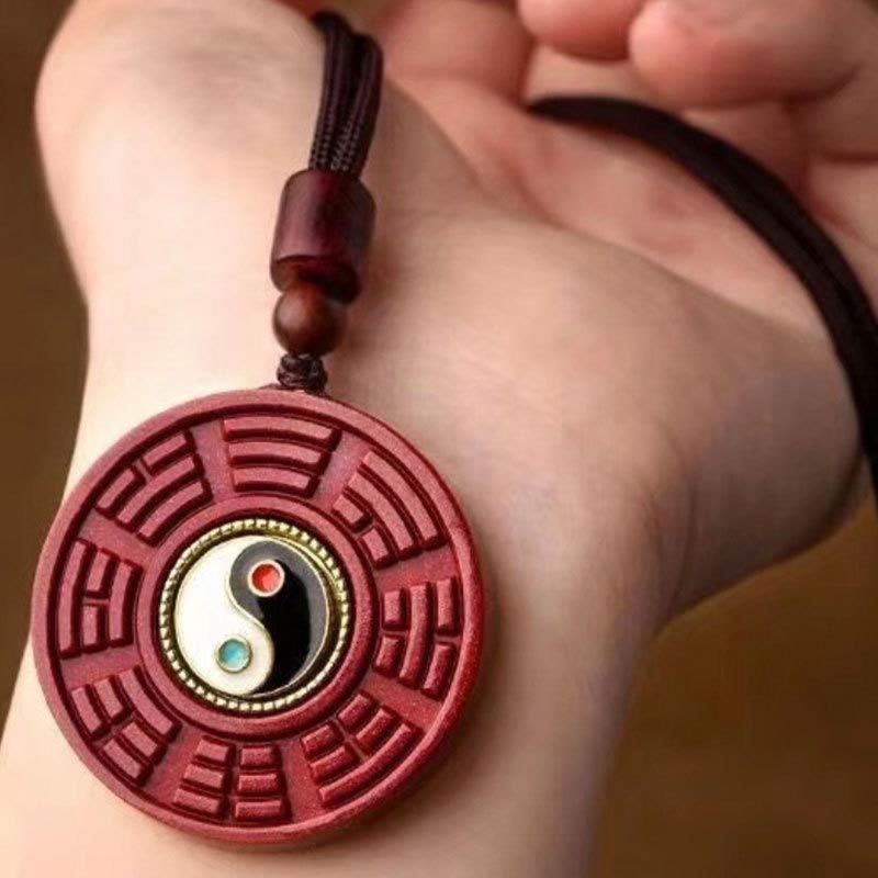 Buddha Stones, natürlicher Zinnober-Bagua-Anhänger, drehbar, Yin-Yang-Anhänger, hält böse Geister fern - image 8