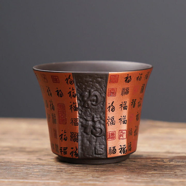 Buddha-Steine, kleine Fu-Figur, lila Ton, Keramik-Teetasse, Kung-Fu-Teetasse, 50 ml