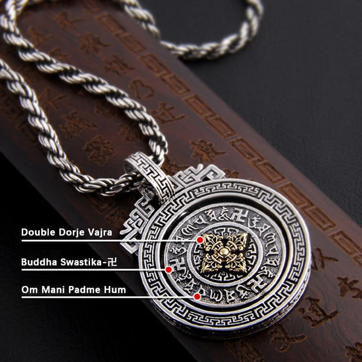 Buddha Stones, tibetischer Om Mani Padme Hum Double Dorje Vajra, drehbarer Reinheits-Friedens-Halskettenanhänger - image 15