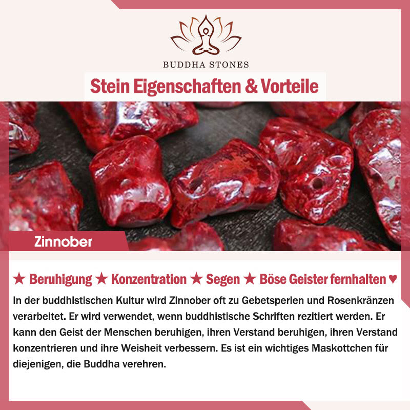 Buddha Stones Natürliches Zinnober-Fußkettchen mit vierblättrigem Kleeblatt, Segen, rote Schnur, Fußkettchen