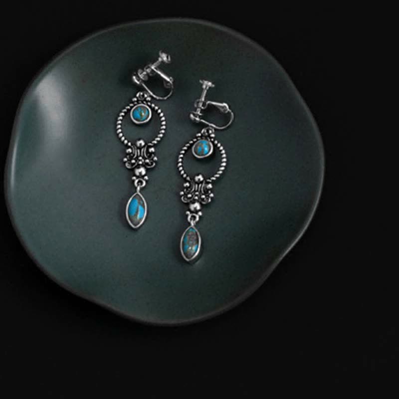 Buddha Stones aus 925er Sterlingsilber mit Haken, Vintage-Kupferplattierung, Türkis-Wassertropfenmuster, tropfenförmig, ausgewogen - image 11
