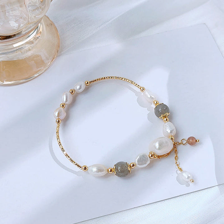 Buddha Stones Perlen-Mondstein-Erdbeerquarz-Perlen-Optimismus-Armband - image 1