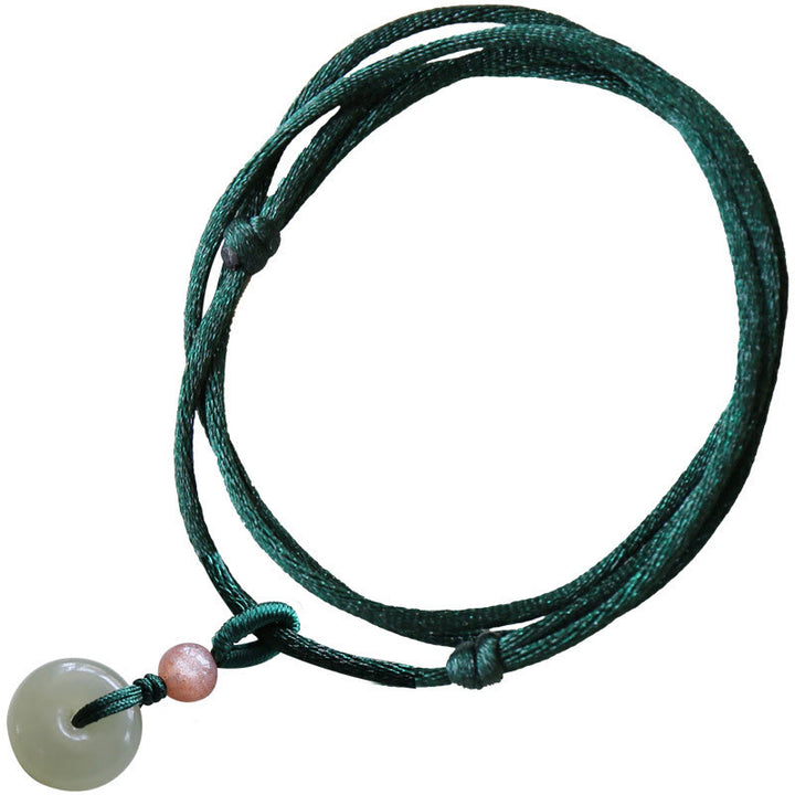 Natürlicher runder Jade-Friedensschnallen-Lotus-Überfluss-Schnur-Halskettenanhänger - image 6