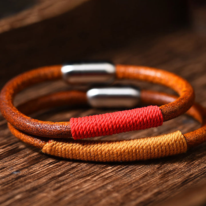 Armband mit Buddha Stonesn, tibetischem Leder, handgefertigt, fünf Elemente, Glücksgeflecht, Schnalle - image 15