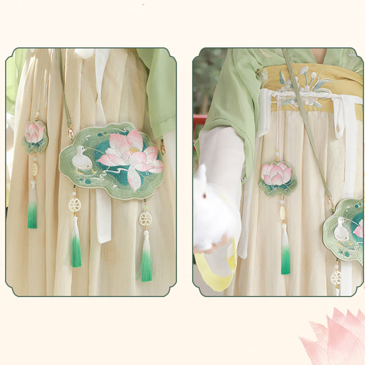 Buddha Stones Luck Stickerei Lotus Koi Fisch Kaninchen Blume Hanfu Tasche Umhängetasche Umhängetasche - image 14