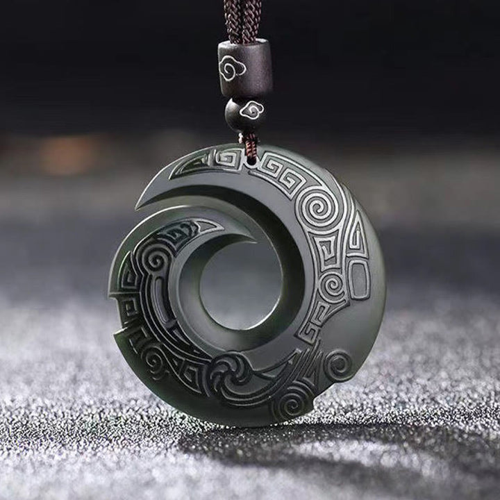 Buddha Stones One&#39;s Luck Improves Design Patern Hetian Cyan Jade Peace Buckle Luck Halskette Anhänger