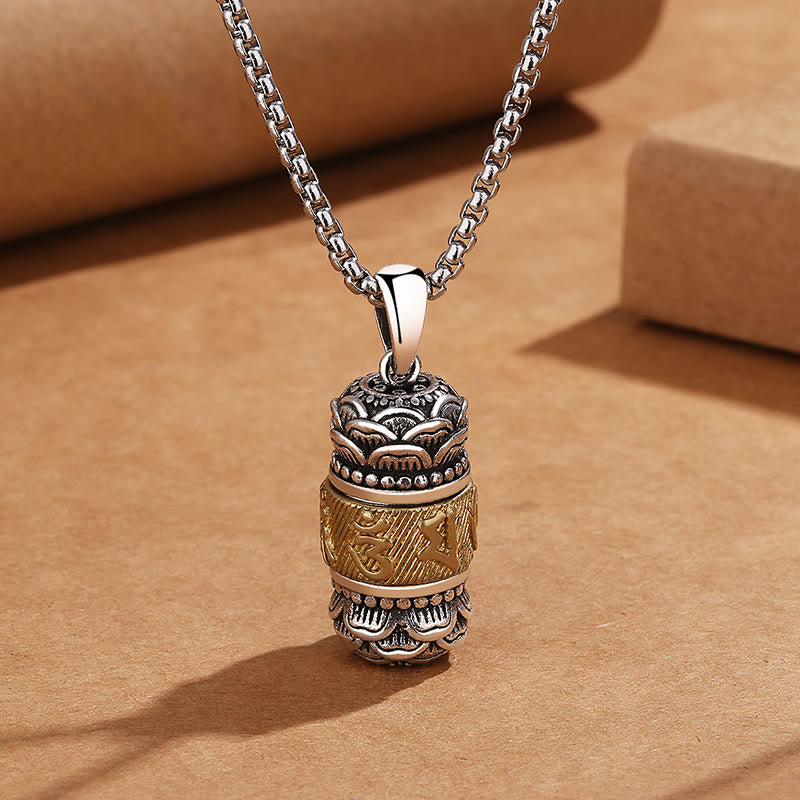 Buddha Stones, Tibet, Om Mani, Padme Hum, geschnitzt, Weisheit, Reinheit, Kette, Lederseil, Halsketten-Anhänger - Om Mani Padme Hum&Chain - image 0