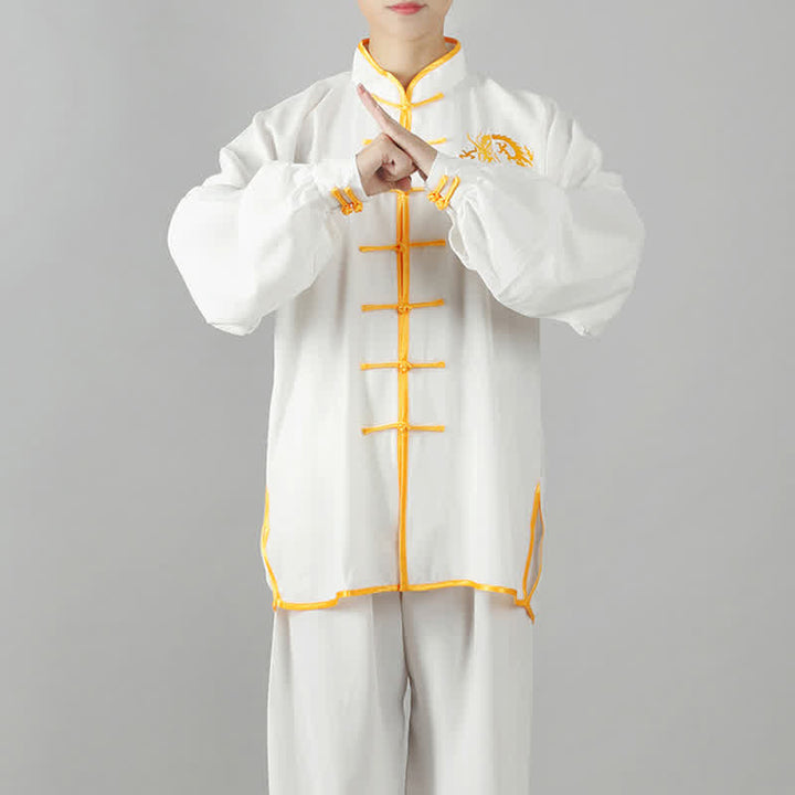 Mit Drachen besticktes Qi Gong Zen Spirituelle Praxis Meditation Gebetsuniform Unisex-Kleidungsset - image 4