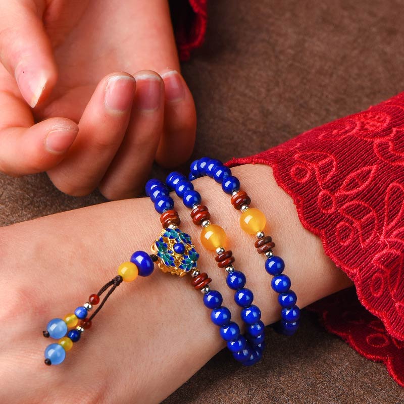 Buddha Stones, Lapislazuli, Gelber Achat, Positives Armband - image 1