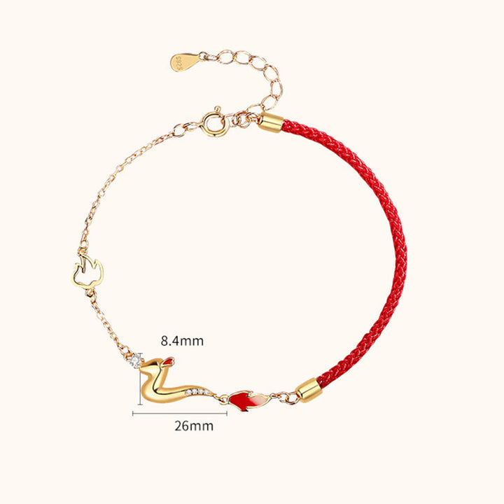 Buddha Stones 925 Sterling Silber Glücks-Jahr des Drachen-Armband mit roter Schnur