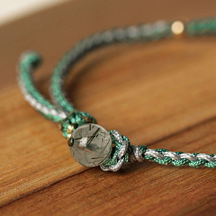 Buddha Stones Geflochtenes Armband mit Friedensschnalle aus weißem Jade, Kürbisperle und Glücksbringer - image 4