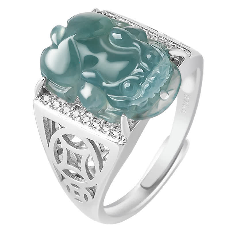 Buddha Stones 925 Sterling Silber Fengshui Reichtum Wohlstand Jade PiXiu Glücksring - image 10
