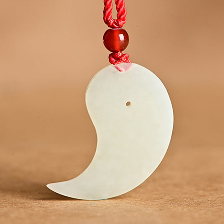 Yin Yang Weiß Jade Cyan Jade Schutz Segen Halskette String Anhänger - image 10