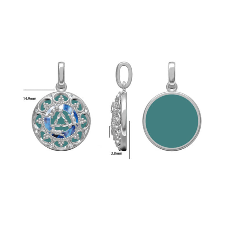 Buddha Stones 925 Sterling Silber Runder Türkis Drei Kaninchen Balance Halskette Anhänger - image 9