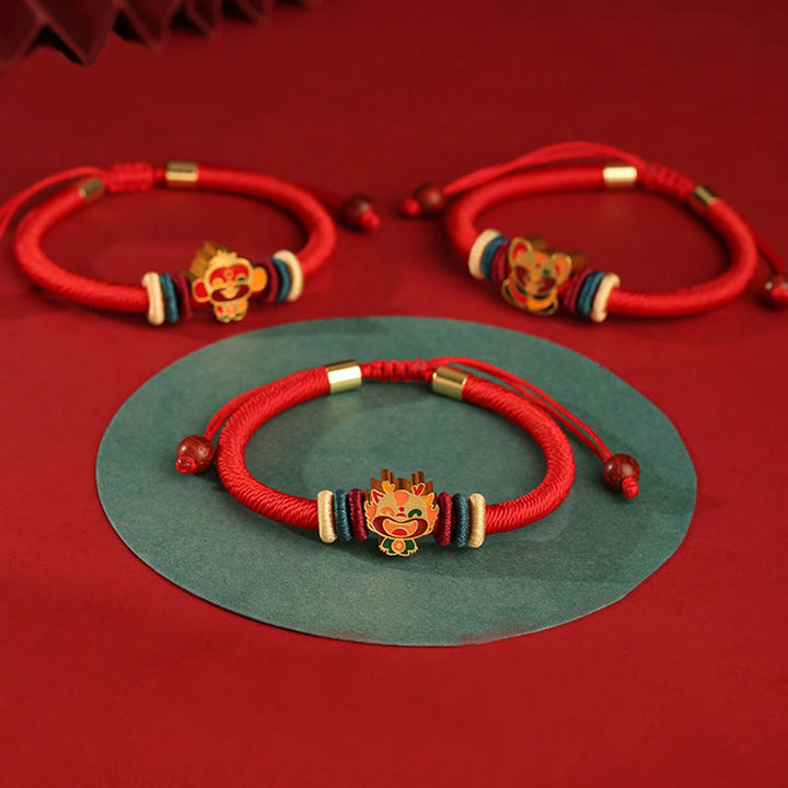 Buddha Stones Handgefertigtes geflochtenes rotes Armband aus 925er-Sterlingsilber, Jahr des Drachen, niedliches chinesisches Sternzeichen, Glück - image 0