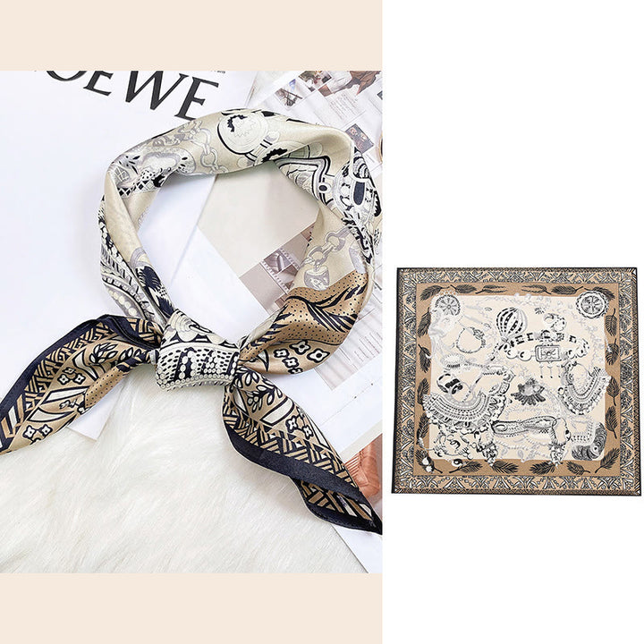 Halstuch mit Buddha Stonesn, pastorale Szene, Heißluftballon, Frühlingsblüten, 100 % Maulbeerseide - image 28