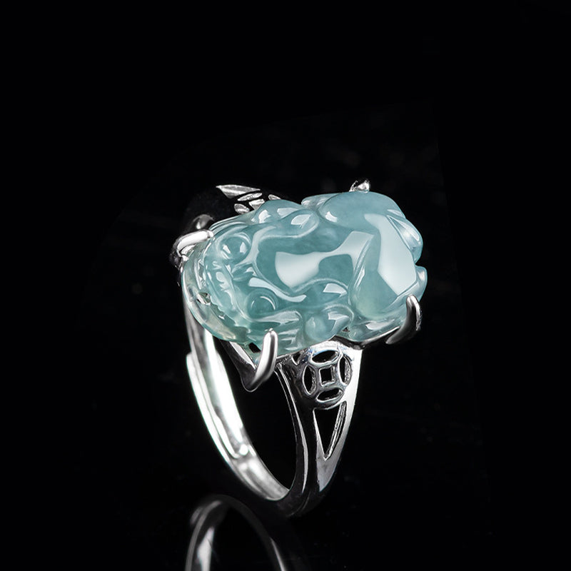 Buddha Stones 925 Sterling Silber Fengshui Reichtum Wohlstand Jade PiXiu Glücksring - image 12