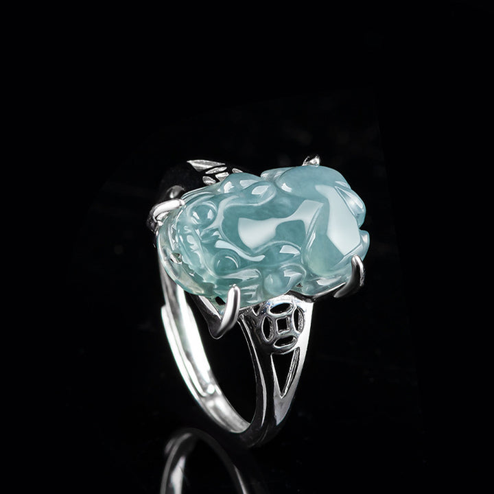 Buddha Stones 925 Sterling Silber Fengshui Reichtum Wohlstand Jade PiXiu Glücksring - image 12