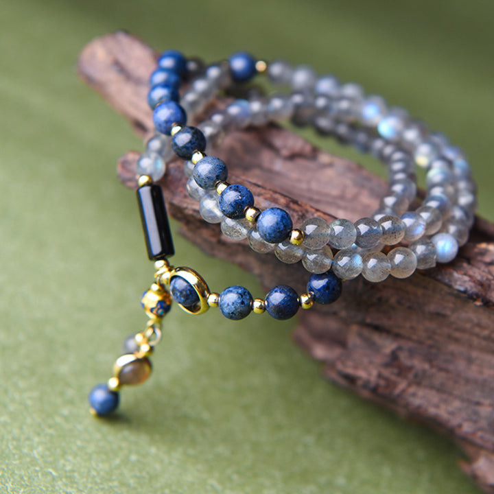 Buddha Stones Armband aus Mondstein, Lapislazuli und Mondstein – beruhigend, heilend und positiv - 3 Kreise - image 6