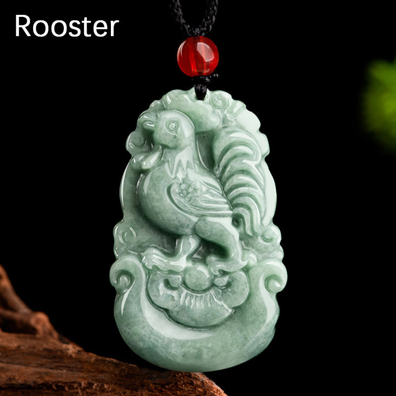 Halskette mit Buddha Stonesn, natürlicher grüner Jade, 12 chinesische Sternzeichen, Glück, Wohlstand - Hahn - image 22