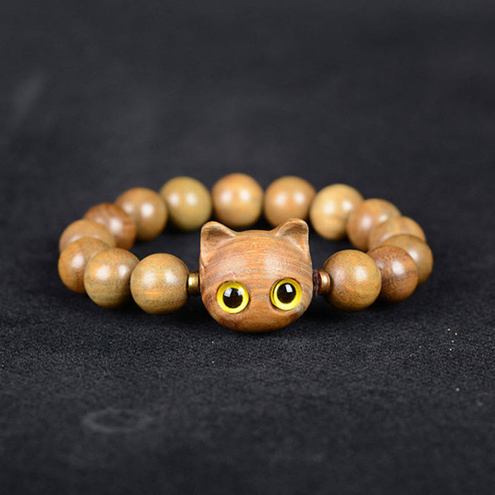 Buddha Stones, Ebenholz, grünes Sandelholz, rotes Sandelholz, schönes Katzen-Balance-Armband - image 6