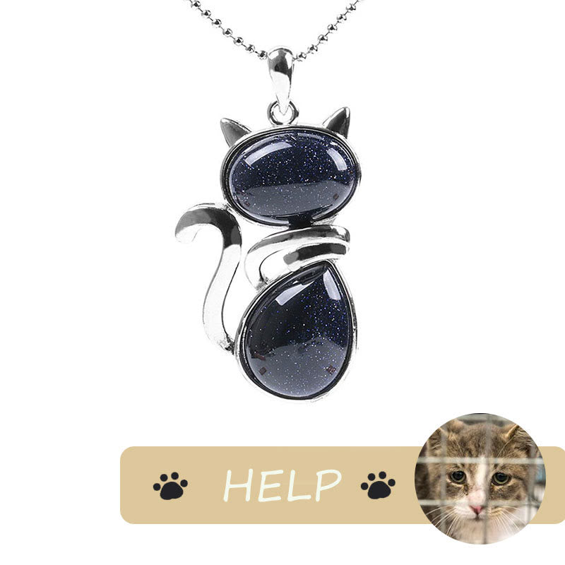 „Save A Cat“-Halskette mit niedlichem Katzenmuster, natürlichem Kristallschutz und katzenliebendem Anhänger - image 25
