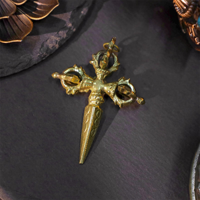 Buddha Stones Nepal Handgefertigter Doppel-Dorje-Vajra aus Kupfer, Symbol der Erleuchtung und Stärke - Kreuz Dorje Prong - image 2