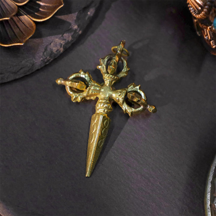 Buddha Stones Nepal Handgefertigter Doppel-Dorje-Vajra aus Kupfer, Symbol der Erleuchtung und Stärke - Kreuz Dorje Prong - image 2