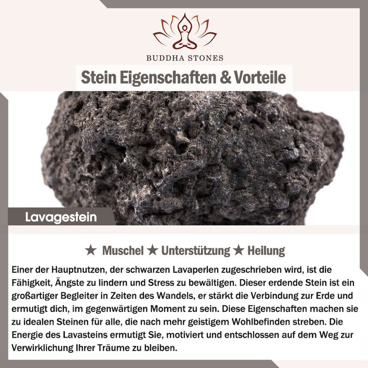 Buddha Stones, Lavagestein, Ebenholz, Tigerauge, unterstützendes Heilungsarmband