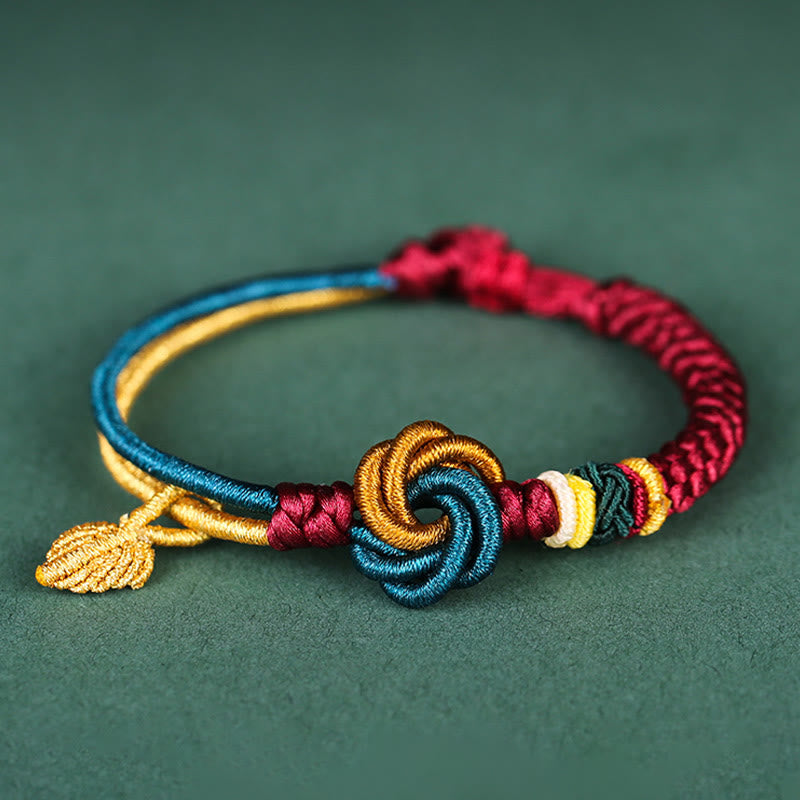 Buddha Stones Tibetisches handgefertigtes Mandala-Knoten-Blatt-Glücksseil-Armband - image 0